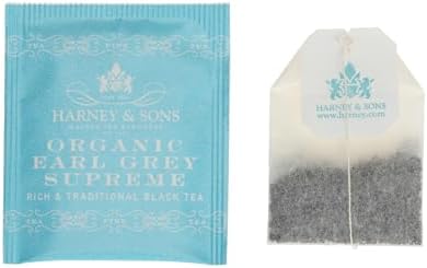 Harney & Sons Organic Earl Grey Supreme | Box of 50 Organic Earl Grey Tea Bags with Black Tea & Bergamot Oil, Individually Wrapped Teabags