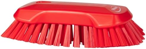Vikan 38944 Extra Large Hand Brush, Multifunctional, Slip-Resistant Cleaning Tool, Extra Stiff Polypropylene & Polyester Bristle, 9.1", Red