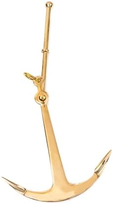 Gold Brass Anchor Tabletop Decor with Lever, 9.5″ H – Nautical Wall Decor, Boat Anchor Sculpture, Coastal Theme Accent, Pirate and Maritime Gifts, Brass Nautical Decor
