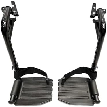 Wheelchair Swing Away footrests,Economy Footrest for Standard Wheelchairs and Transport Chair, Composite Footplates and Heel Loops,Universal Swing-Away Footrests, Same Function as T93.(1 Pr, Black)