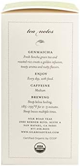 Silk Road Teas, Organic Genmaicha Green Tea, Fair Trade, Toasty Aroma, Refreshing & Savoring Taste, 15 Non-GMO Biodegradable Tea Bags