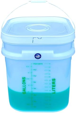 5 Gallon Graduated Measuring Mixing Bucket with Lid Food Grade Heat Chemical & Impact Resistant BPA Free Storage Pail Alloy Handle Heavy Duty Thickened HD Polypropylene Premium Quality FDA Compliant