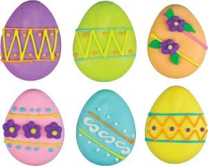 Edible Easter Cupcake Toppers – 12 Count Royal Icing Assorted Egg Sugar Decorations (1.25") – Cake & Cookie Decor for Spring Desserts