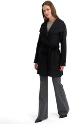 TAHARI Women's Double-faced Luxury Soft Wool Blend Peacoat- Wrap Wool Coat With Removable Belt