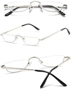 Half Moon Reading Glasses Men Women Half Rim Metal Frame Spring Hinge Retro Stylish Slim Computer Readers