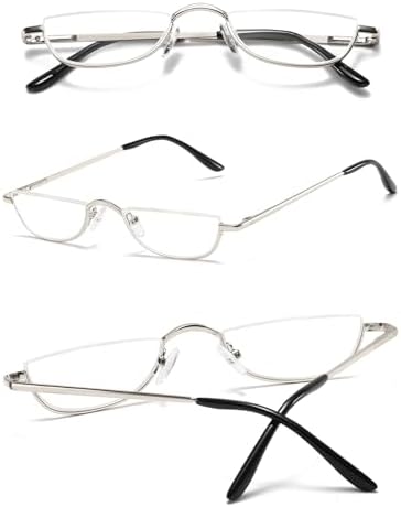 Half Moon Reading Glasses Men Women Half Rim Metal Frame Spring Hinge Retro Stylish Slim Computer Readers