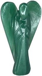 Green Jade Guardian Angel Statue – 2 Inch Natural Hand-Carved Crystal Angel Figurine for Luck, Prosperity & Positive Energy – Healing Stone for Women, Home & Office Decor