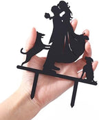 LOVENJOY Dogs Wedding Cake Topper Bride Groom with 2 Dogs Black, Gift Boxed