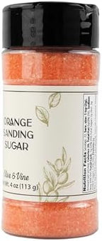 Olive & Vine Orange Sanding Sugar, Sweet Finish, For Baking & Decorating, Rich Tradition, Authentic Taste, For Global Recipes (4 Ounce)
