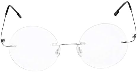 Fuisetaea Rimless Round Reading Glasses Titanium Lightweight Readers Eyeglasses Men Women