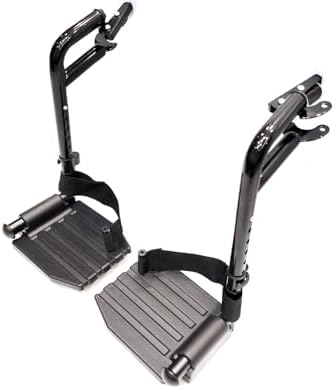 Wheelchair Swing Away footrests,Economy Footrest for Standard Wheelchairs and Transport Chair, Composite Footplates and Heel Loops,Universal Swing-Away Footrests, Same Function as T93.(1 Pr, Black)