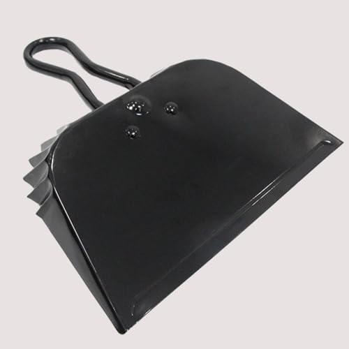 2 Pack Metal Dustpan and Brush Set - 12in Heavy Duty Steel Dust Pan with Handle, Handheld Dustpan Wide Scooper for Indoor, Outdoor, Fireplace