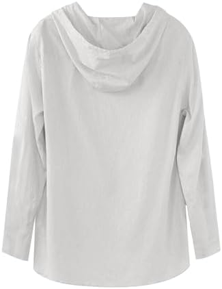 Linen Hoodie Shirts for Men Lightweight Button Long Sleeve Hooded Shirts Loose Fit Boho Linen Beach Shirt Summer Tops