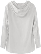 Linen Hoodie Shirts for Men Lightweight Button Long Sleeve Hooded Shirts Loose Fit Boho Linen Beach Shirt Summer Tops