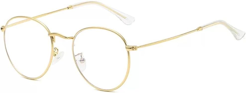 Blue Light Blocking Glasses Gaming Computer Phone Screen Eyeglasses Women Men Lightweight Slim Round Retro Metal Frame