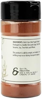 Olive & Vine Bird's Eye Chile Powder, Spicy Heat, For Curries & Sauces, Rich Tradition, Authentic Taste, For Global Recipes (2 Ounce)