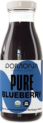 Pomona Organic Juices Pure Blueberry Juice, Cold Pressed Organic Juice, Non-GMO, No Sugar Added, Not from Concentrate, Gluten Free, Kosher Certified, Preservative Free, 8.4 Ounce (Pack of 12)