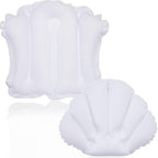Jetec 2 Pcs Inflatable Bath Pillow with Suction Cup Terry Cloth Covered Bath Pillow Shell Shape Bathtub Spa Pillows Comfortable Soft Cushion Neck Support Fits All Pool Bathroom Home Spa Hot Tub