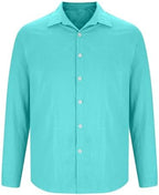Men's Casual Tops Long Sleeve Cotton Gauze Shirts Buttons Down Solid Plain Band Collar Summer Beach Hippie Shirt