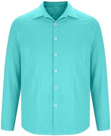 Men's Casual Tops Long Sleeve Cotton Gauze Shirts Buttons Down Solid Plain Band Collar Summer Beach Hippie Shirt
