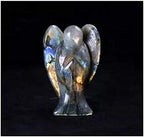 Hand-Carved Labradorite Guardian Pocket Angel Healing Worry Stone Natural Gemstone Crystal Quartz Healing Statue 3 inch (Labradorite 3")