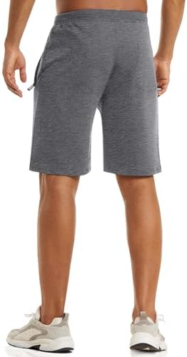 CRYSULLY Mens Athletic Gym Shorts Cotton Jogger Running Workout Jersey Zipper Pocket Sweat Shorts