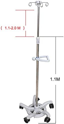 Telescopic Infusion Stand Stainless Steel IV Stand Drip Irrigation Stand with Armrest Height Adjustable Universal Wheel with Brake,A