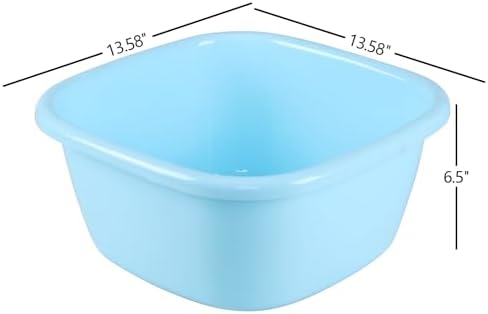 2 Pack Square Plastic Wash Basin, 16 Quart Dish Pan Tubs
