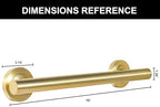 Lava Odoro Shower Grab Bar, Modern Stainless Steel Handicap Grab Bar for Bathtubs and Showers, Shower Safety Bar for Seniors Disabled, ADA-Compliant (Brushed Gold, 18 Inch)