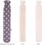 HomeTop Premium 2.25 Liters Rubber Hot Water Bottle w/Soft Gray Polka Dot Fleece Cover (Light Gray)