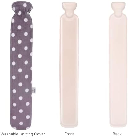 HomeTop Premium 2.25 Liters Rubber Hot Water Bottle w/Soft Gray Polka Dot Fleece Cover (Light Gray)