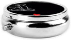 French Bulldog Dog Printed Round Travel Pill Box Cute Small Metal Pocket Pill Case for Men & Women 3 Compartment Portable Pill Organizer for Purse or Pocket