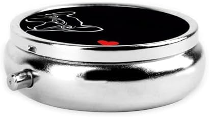French Bulldog Dog Printed Round Travel Pill Box Cute Small Metal Pocket Pill Case for Men & Women 3 Compartment Portable Pill Organizer for Purse or Pocket