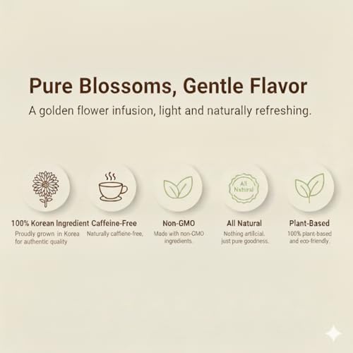 Damtuh Chrysanthemum Tea – Soothing Korean Herbal Flower Tea, Natural & Refreshing – 0.4g x 20 Tea Bags