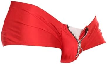 xxxiticat Men's Sexy Underwear Zipper Boxer Briefs with Pouch Low Rise Open Front Panties See Through Stretch Short Lingerie