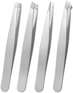 Professional Eyebrow Tweezers Set, Precision Stainless Steel for Hair Removal and Facial Grooming