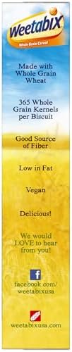 Weetabix Biscuits Whole Grain Cereal, Good Source of Fiber, Low in Fat, Heart Healthy, Vegan, Breakfast or Snack, 14 oz