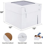 Tall Cake Boxes for Tier Cakes,12x12x10 Inch [10Pack ] Thick Sturdy Bakery Box with Window,White Cake Carrier, Disposable Cake Containers,Birthday Cake Boxes