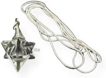 WholesaleGemShop Clear Crystal Quartz 8 Point Star Merkaba Pendant Sacred Geometry Healing Chakra Balancing A+