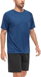 Kinglaman 1/5 Pack Mesh Workout Shirts for Men Dry Fit Gym Quick Dry Athletic Short Sleeve Sports T-Shirt Moisture Wicking