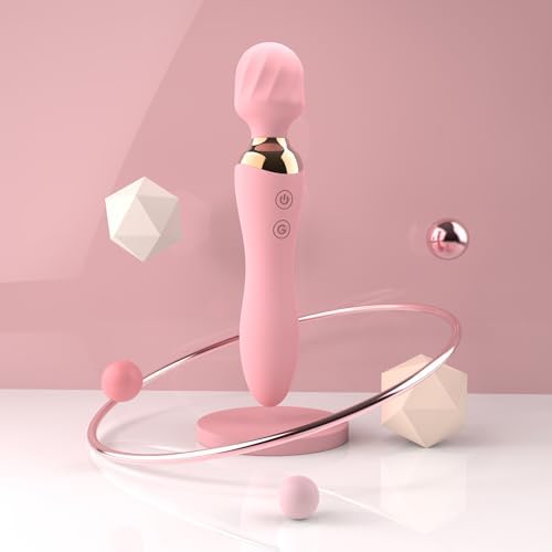 Quiet Powerful 24 Modes Double-Headed Silicone Massage Rod for Women Portable & Handheld Personal Bullet Tool for Quick Relaxation - Pink HC013011