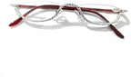 Melrose Rhinestone Reading Glasses Half Moon Oval Anti Blue Light Reading Glasses Comfortable Red Frame Y05