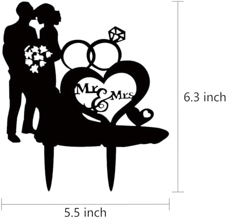 Wedding Cake Toppers Bride And Groom Flower Heart Love Black Silhouette Cake Party Engagement Cake Topper Mr And Mrs