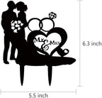 Wedding Cake Toppers Bride And Groom Flower Heart Love Black Silhouette Cake Party Engagement Cake Topper Mr And Mrs
