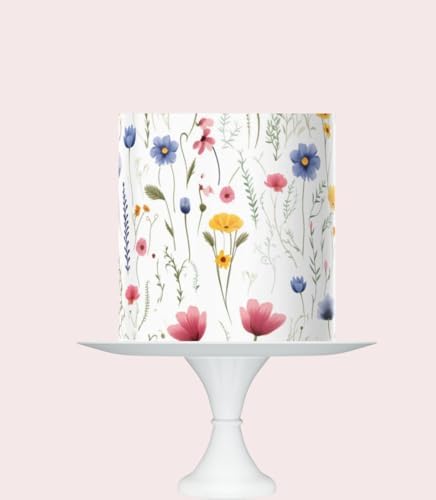 Floral Garden Edible Cake Topper, Icing Sheet Wrap, 8x10 inches, Wildflower party Design, baby in bloom floral themed topper