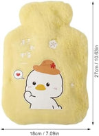 Cute Hot Water Bottles, 1L (34oz) Durable Large Hot Water Bag with Cartoon Faux Fur Plush Cover for Hot and Cold Compress Hand Feet Warmer Hand Warmer for Neck and Shoulder