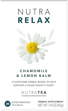 NUTRARELAX - Sleep and Calming Tea – Helps with Relaxation and Sleep – Includes Chamomile, Lemon Balm and Passionflower - 20 Enveloped Tea Bags - by Nutra Tea - Herbal Tea