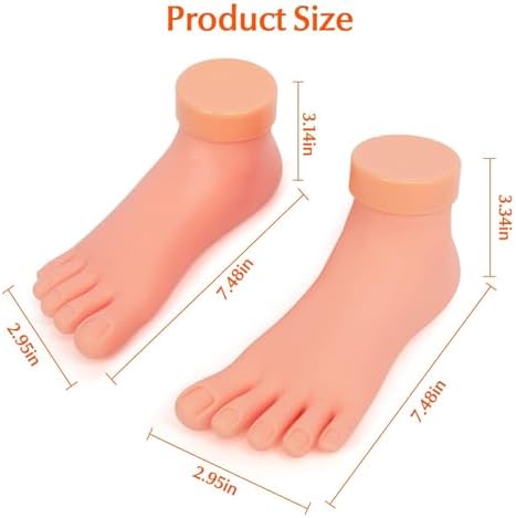 krofaue Practice Fake Foot Model 1 Pair Flexible Soft Silicone Prosthetic Manicure Tool for Nail Tips Art Training