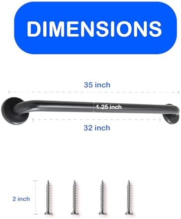 Grab Bar for Bathtub Shower - Stairs Bed Toilet Bathroom / Stand Assist & Safety Handrail / 304 Stainless Steel / Smooth / Oil Rubbed Bronze / 32"
