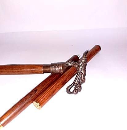 Antique Brass Dragon Handle Cane Walking Stick Designer Vintage Walking Canes, Brown, 37